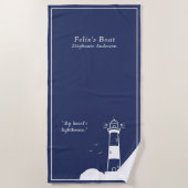 Serviette De Plage Bleu de la marine phare (Devant)