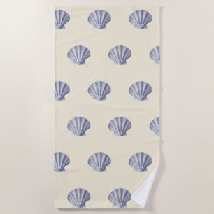 Serviette De Plage Bleu de marine Vintage moderne sur crème beige