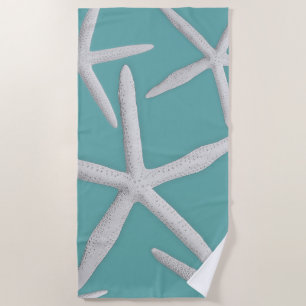 Serviette De Plage Bleu de turquoise à la mode d'étoiles de mer de