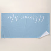 Serviette De Plage Bleu doux Simplement Personnalisé (Devant)