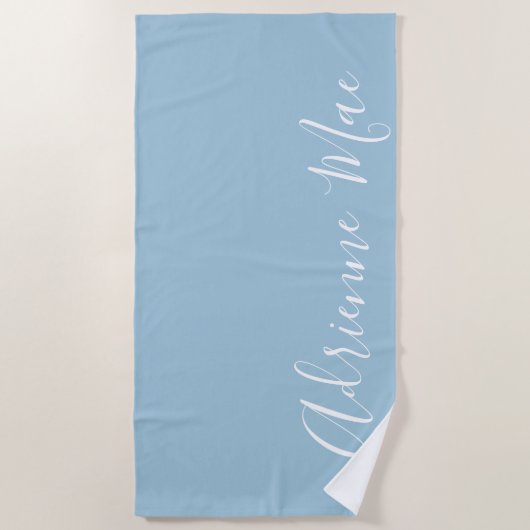 Serviette De Plage Bleu doux Simplement Personnalisé (Devant)