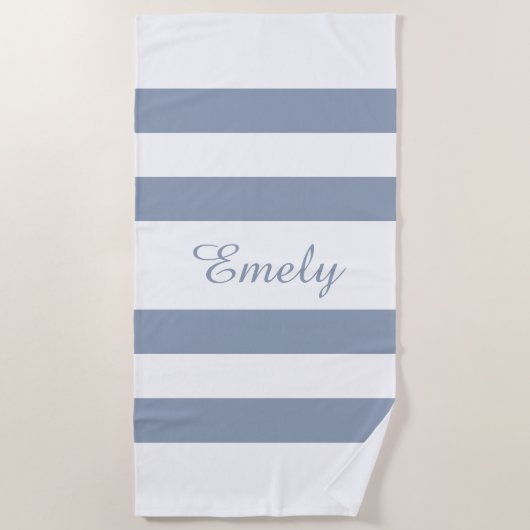 Serviette De Plage Bleu Dusty moderne rayé (Devant)