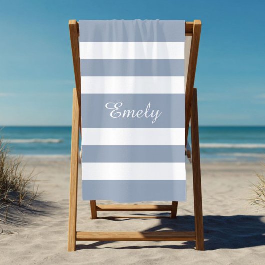 Serviette De Plage Bleu Dusty moderne rayé