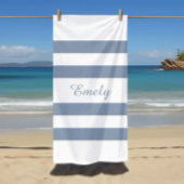 Serviette De Plage Bleu Dusty moderne rayé