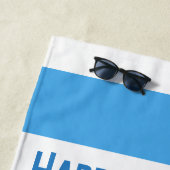 Serviette De Plage Bleu et blanc à large bande tendance (En situation)