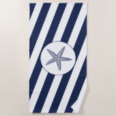 Serviette De Plage Bleu et blanc de la marine marine (Devant)