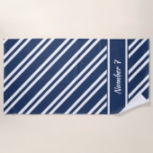 Serviette De Plage Bleu et blanc de la marine personnalisée (Devant)