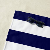 Serviette De Plage Bleu et blanc marine (En situation)