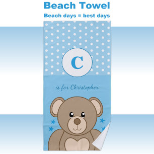 Serviette De Plage Bleu et blanc pois