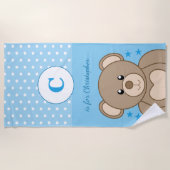 Serviette De Plage Bleu et blanc pois (Devant)