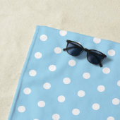 Serviette De Plage Bleu et blanc pois (En situation)