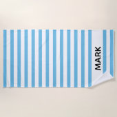 Serviette De Plage Bleu Et Blancs Personnalisés (Devant)