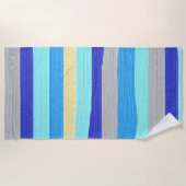 Serviette De Plage Bleu et or rayé (Devant)