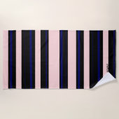 Serviette de plage bleu et rose personnalisée (Devant)