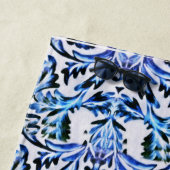 Serviette De Plage Bleu feuille fileté (En situation)