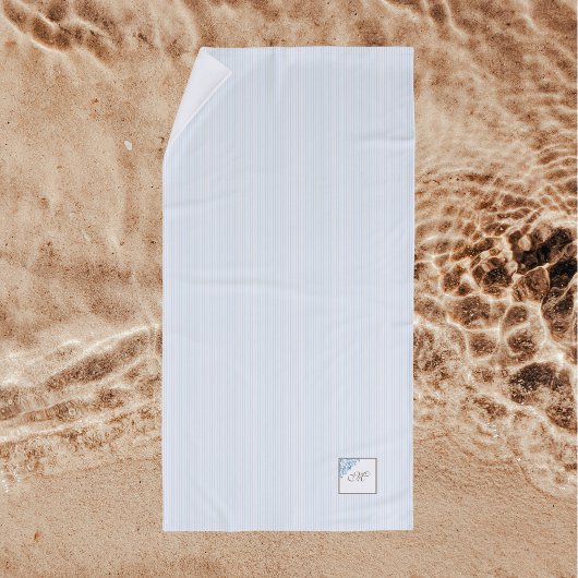 Serviette De Plage Bleu français Fleur de Lis Script Monogramme
