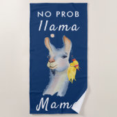 Serviette De Plage Bleu Funny Pas de Prob Llama Mama (Devant)