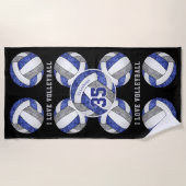 Serviette De Plage bleu gris couleurs de l'équipe J'aime volleyball g (Devant)