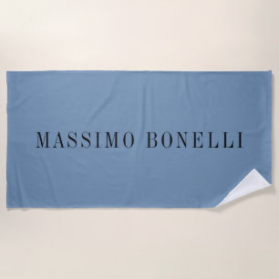 Serviette De Plage Bleu Gris Minimaliste Moderne Lisible