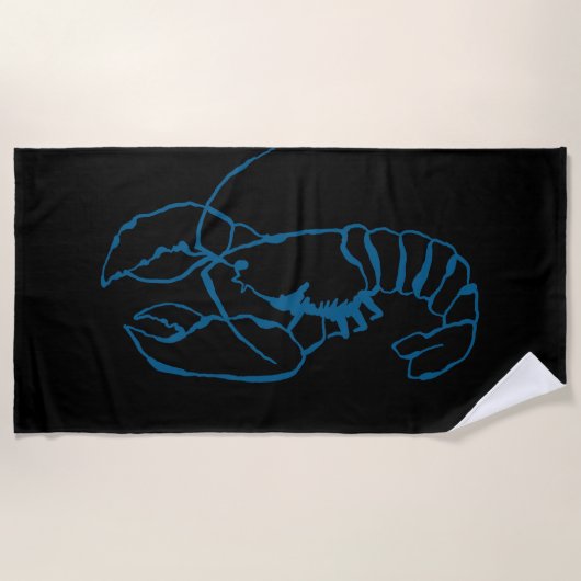 Serviette De Plage Bleu Homard Mer Animal Simple Plan Dessin (Devant)