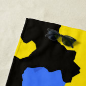 Serviette De Plage Bleu Jaune Noir Conception abstraite (En situation)