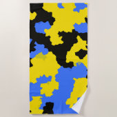Serviette De Plage Bleu Jaune Noir Conception abstraite (Devant)