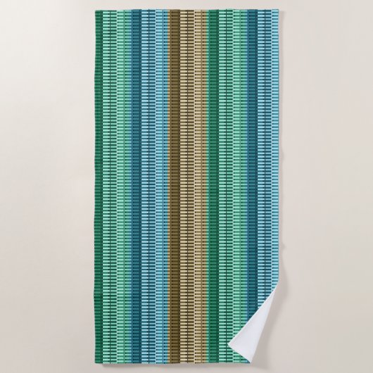 Serviette De Plage Bleu Jaune Vert élégant Motif moderne  (Devant)