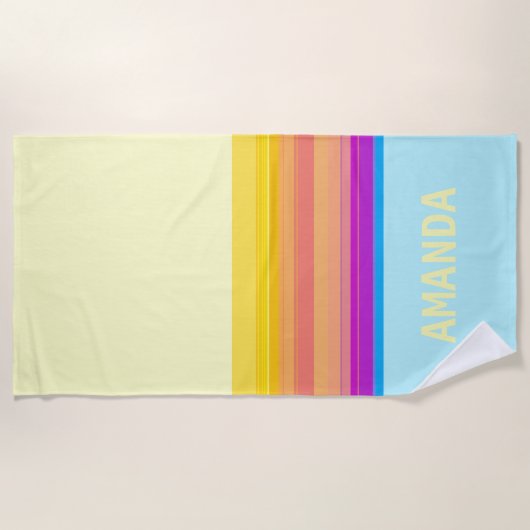 Serviette De Plage Bleu jaune violet (Devant)