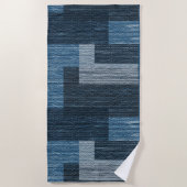 Serviette De Plage Bleu Jean patch Work Faux Burlap (Devant)
