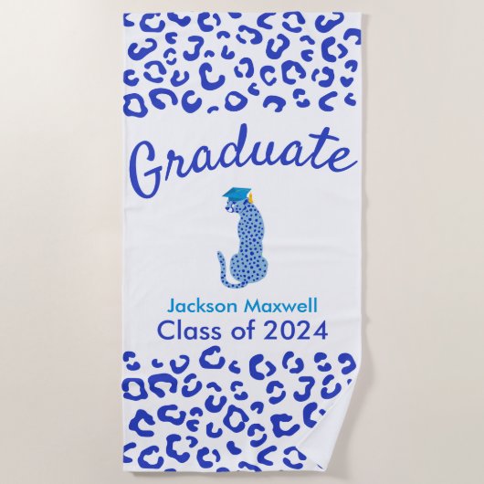 Serviette De Plage Bleu Leopard Beach Towel (Devant)