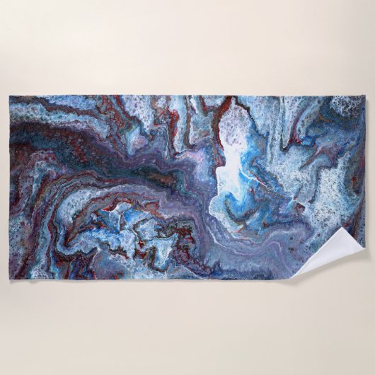 Serviette De Plage Bleu marbré (Devant)