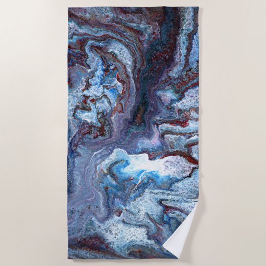 Serviette De Plage Bleu marbré (Devant)