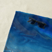 Serviette De Plage Bleu Marbre Agate Texture Fluide Art (En situation)