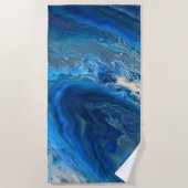 Serviette De Plage Bleu Marbre Agate Texture Fluide Art (Devant)