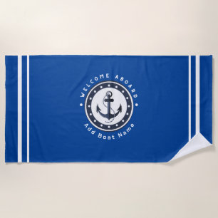 Serviette De Plage Bleu Marine Ancre nautique club bateau marina