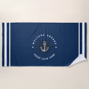Serviette De Plage Bleu Marine Ancre nautique club bateau marina