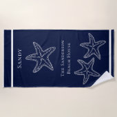 Serviette De Plage Bleu marine marine bleu Starfish Plage T (Devant)