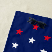 Serviette De Plage bleu marine rouge étoiles patriotique américain (En situation)