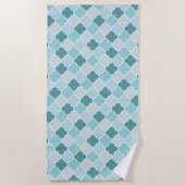 Serviette De Plage Bleu Marocain Trellis, Lattes, Quatrefoil (Devant)