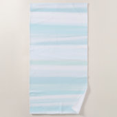 Serviette De Plage Bleu Mint Blanc Plage Aquarelle (Devant)