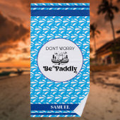 Serviette De Plage Bleu Motif d'eau rayures Rétro Canot Nom