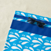 Serviette De Plage Bleu Motif d'eau rayures Rétro Canot Nom (En situation)