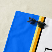 Serviette De Plage Bleu Nautique Bleu Bleu Coloré BLANC (En situation)