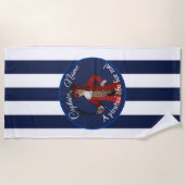 Serviette De Plage Bleu Nautique Pirate Garçon (Devant)