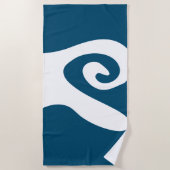 Serviette De Plage Bleu océan et tourbillon de vague blanc (Devant)