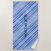 Serviette De Plage Bleu Passion Diagonale triée Personnalisée (Devant)