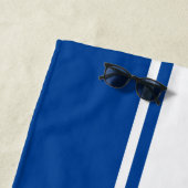 Serviette De Plage Bleu profond Bleu foncé Blancs Nom moderne (En situation)