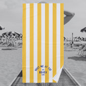 Serviette De Plage Bleu Rencontrez-Moi À La Plage Cabana Jaune Bande