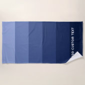 Serviette De Plage Bleu rétro avec nom Simple Sans Serif (Devant)