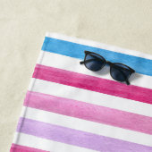 Serviette De Plage Bleu, rose et pourpre (En situation)